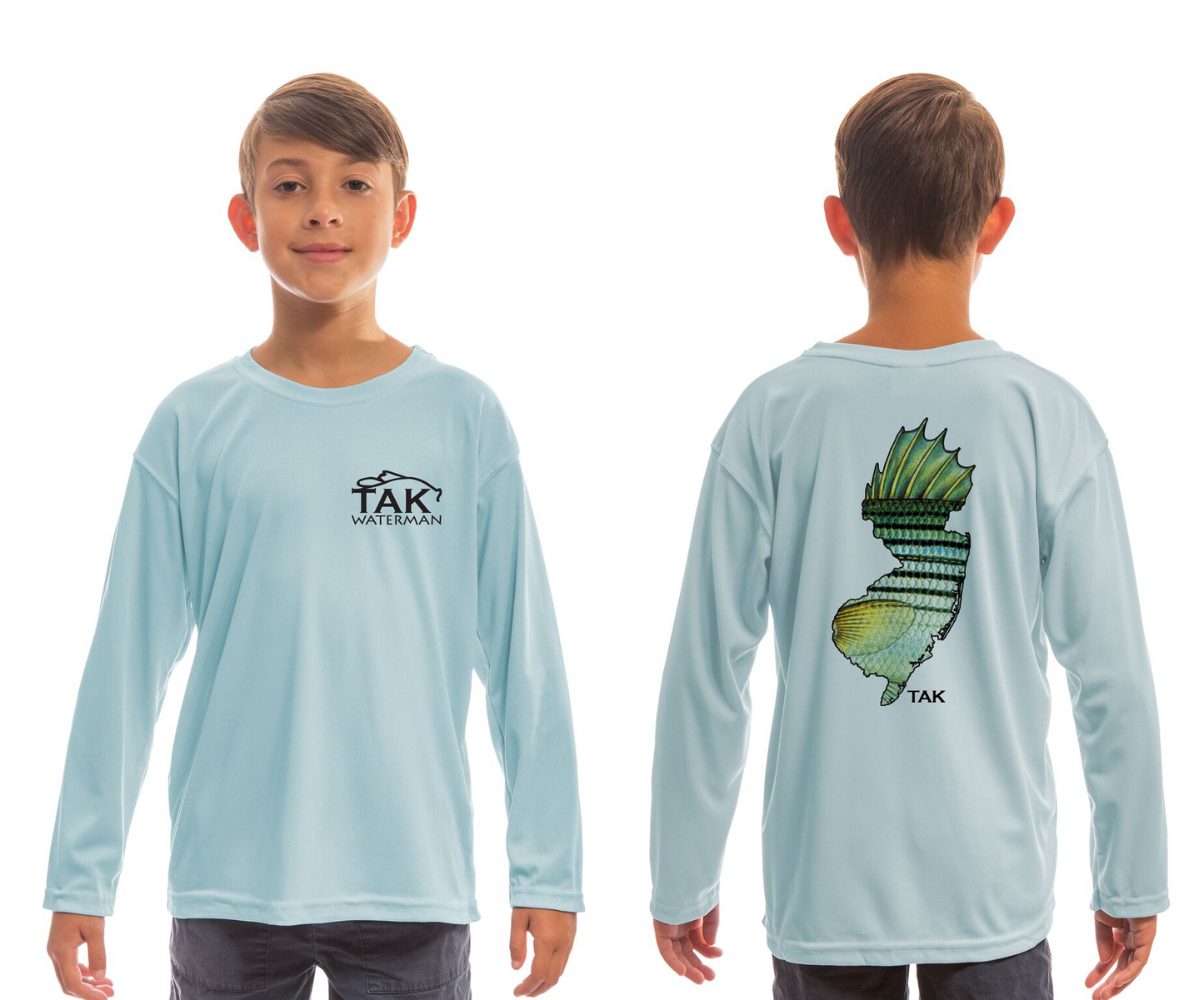 NJ Striper Solar Tech LS Shirt | Sea Blue | Boys, Girls and Toddlers